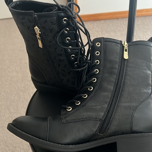 Leather boots tie ups, shoe strings, gold - Picture 4 of 5